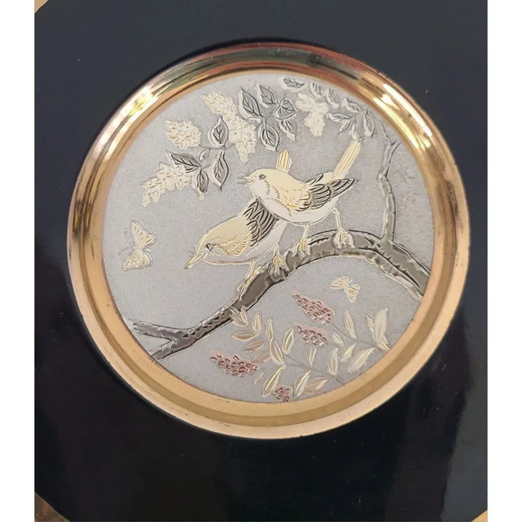 The Art of Chokin Collector plate‎ 4" 24K Gold & Silver black with birds - Picture 3 of 6